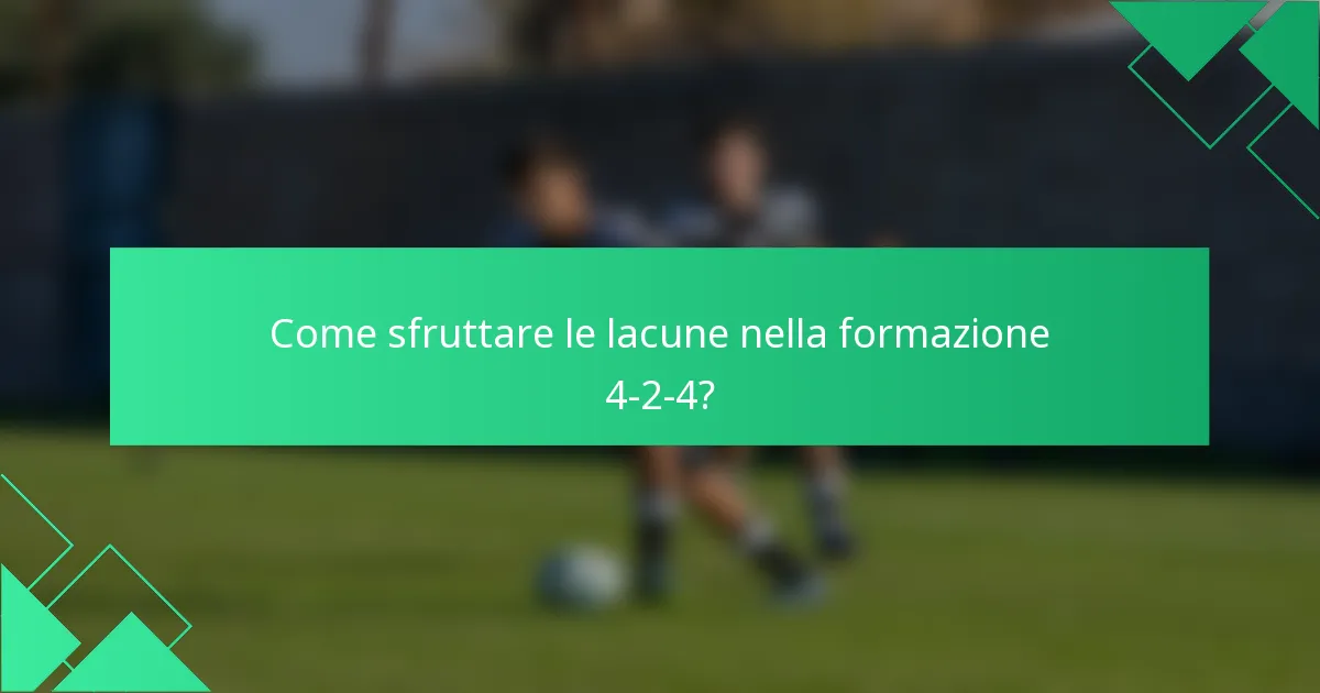 Come sfruttare le lacune nella formazione 4-2-4?
